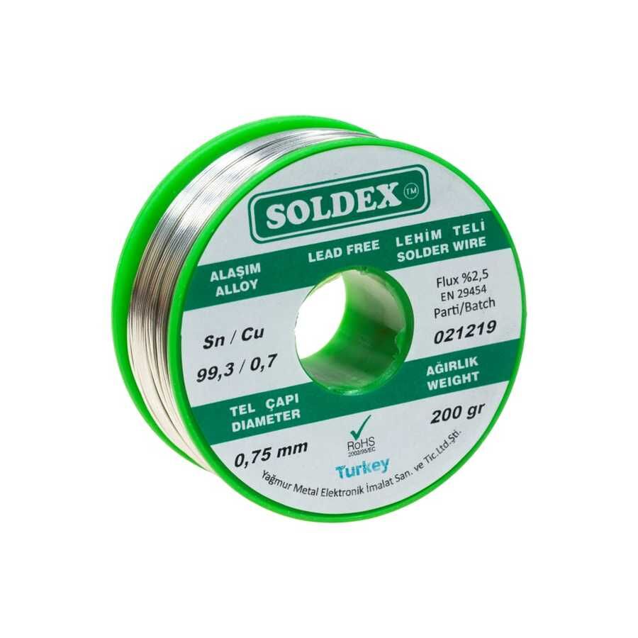  0.75mm 200 Gr Kurşunsuz Lehim Teli - Soldex