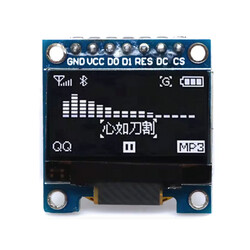 0.96 inç 128x64 7 Pin OLED Ekran Modülü SSD1306 SPI Beyaz