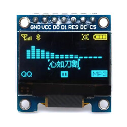 0.96 inç 128x64 7 Pin OLED Ekran Modülü SSD1306 SPI Sarı-Mavi