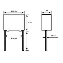 100nF 630Vdc 5% Polyester Kondansatör 22.5mm - Thumbnail