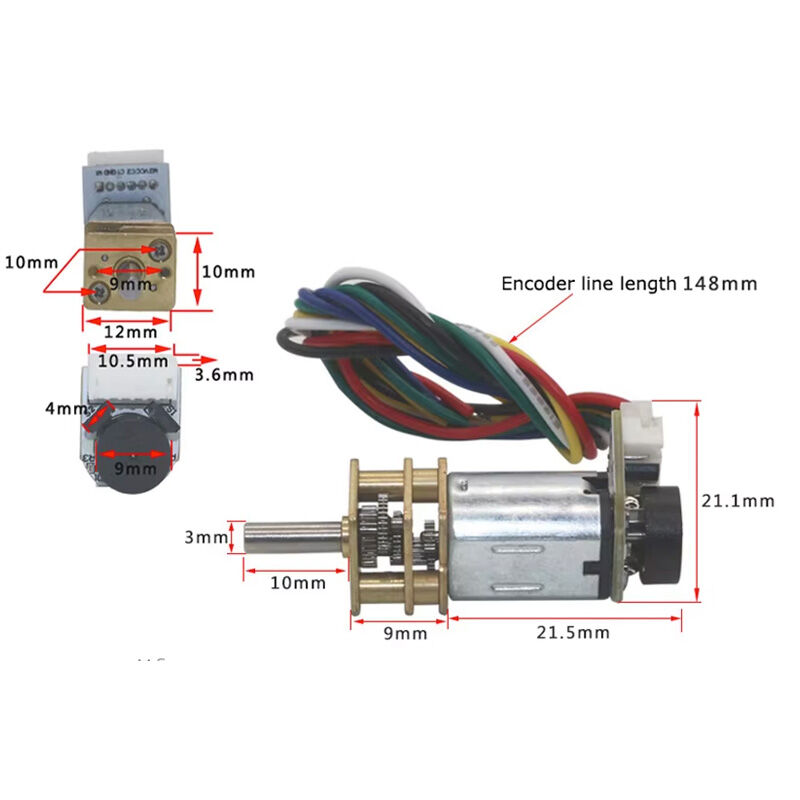 JGA12-N20B - 12V 1500RPM Enkoderli Motor - 2