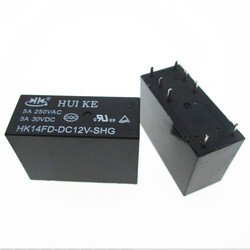 12V Çift Kontak Röle Huike 4052 (12V 5A) - HK14FD-DC12V-SHG