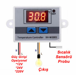 12V Xh-W3001 Dijital Termostat - Thumbnail