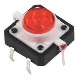 12x12 Kırmızı Led Işıklı Tact Switch - Thumbnail
