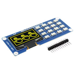 1.3" 4x4 Pin Butonlu Oled Grafik Lcd Ekran 128x64 SSD1116 I2C SPI Sarı