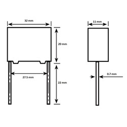 1.5uF 305VAC Polyester Capacitor 27.5mm 32x20x11mm - Thumbnail