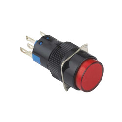 16mm Permanent Buton/Key Red 1NO/1NC Round