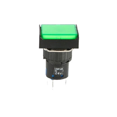 16mm Kalıcı Buton / Anahtar Yeşil 1NO/1NC Dikdörtgen