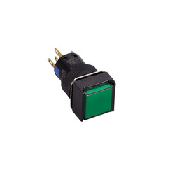 16mm Permanent Buton/Switch Green 1NO/1NC Square