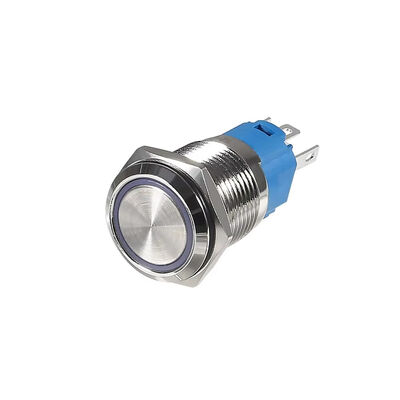DirencNet - 16mm Mavi LED'li 12-24V Bağlantı Kablolu Su Geçirmez Metal Anahtar