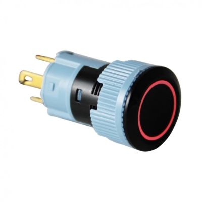 SWION - 16mm Plastik LED'li Yaylı Buton - Kırmızı