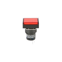 16mm Yaylı Buton Kırmızı 1NO/1NC Dikdörtgen