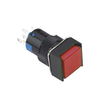 SWION - 16mm Yaylı Buton Kırmızı 1NO/1NC Kare