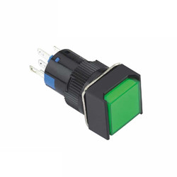 16mm Proper Buton Green 1NO/1NC Square