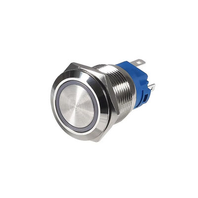 DirencNet - 19mm Mavi LED'li 12-24V Bağlantı Kablolu Su Geçirmez Metal Anahtar