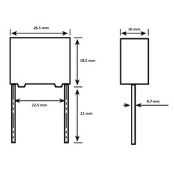 1uF 305VAC Polyester Capacitor 22.5mm 26.5x18.5x10mm - Thumbnail