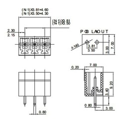 2 Pin 3.50mm 180° Erkek Geçmeli Yeşil Klemens - Thumbnail