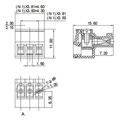 2 Pin 3.50mm Dişi Geçmeli Yeşil Klemens - Thumbnail