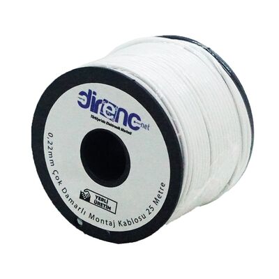 DirencNet - Çok Damarlı Montaj Kablosu 0.22mm 25 Metre Beyaz
