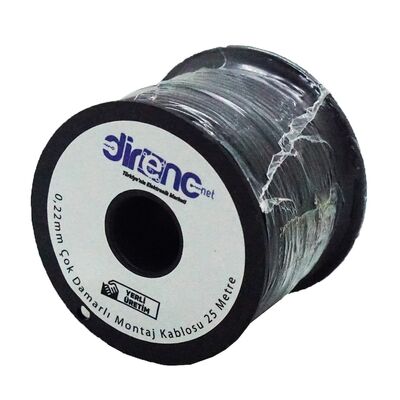 DirencNet - Çok Damarlı Montaj Kablosu 0.22mm 25 Metre Siyah