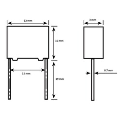 220nF 305Vac 10% Polyester Kondansatör X2 15mm - Thumbnail