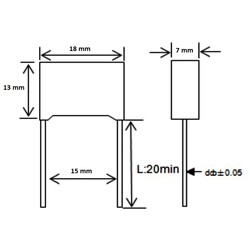 220nF 310Vac 10% Polyester Kondansatör X2 15mm - Thumbnail