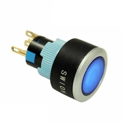 22mm Mavi Işıklı Yaylı Buton 1NO/1NC