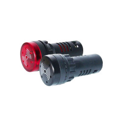 22mm Sesli Led Flaşör Buzzer 220V AC - Kırmızı