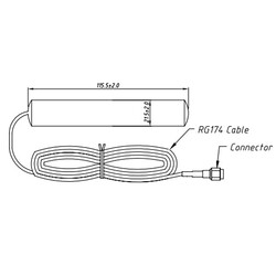 2400 ~ 2500MHz Wired LTE Antenna 3dBi 3000mm SMA Male - Thumbnail
