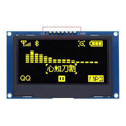 2.42 inç 128X64 OLED Ekran SSD1309 7 Pin SPI/IIC I2C Seri Sarı - Thumbnail