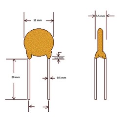 270pF 1000V 5% 5mm Ceramic Capacitor - Thumbnail