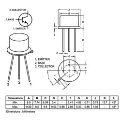 2N2219A Transistor BJT NPN TO-18 - Thumbnail