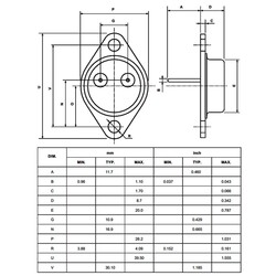 2N3055G 15A 60V NPN Transistor TO-3 - Thumbnail