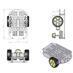 2WD Mobil Robot Platformu Kırmızı - Thumbnail