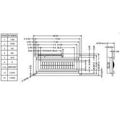 2x16 Karakter LCD Modül Ekran Sarı SLC1602A3 - Thumbnail