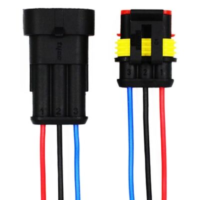 EARUELETRIC - 3 Pin Kablolu Su Geçirmez Konnektör Takım