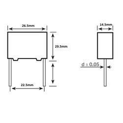 3.3uF 305Vac 10% Polyester Kondansatör X2 22.5mm - Thumbnail