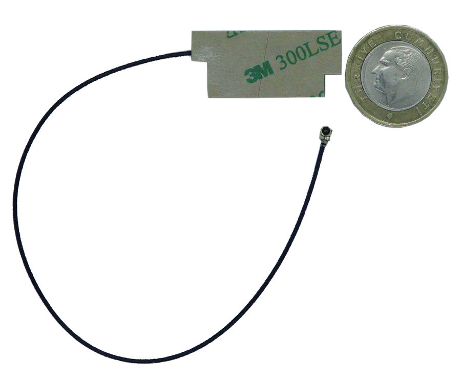 Yapışkanlı İnce Gsm / Quad-Band Anteni (Uzun kablo - 3dBi uFL)