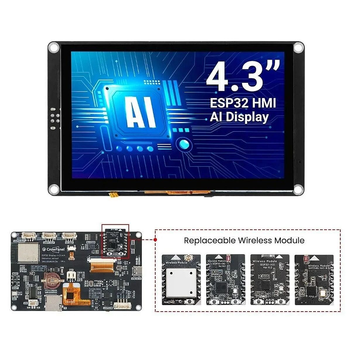 4.3 Inch HMI ESP32-S3 Wi-Fi Yapay Zeka Destekli 800x480 IPS Kapasitif Dokunmatik Ekran - 1