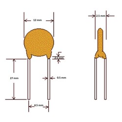 470pF 1000V 5% High Voltage Lentil Capacitor 5mm - Thumbnail