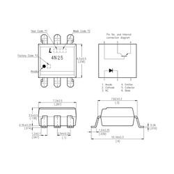 4N25S Transistör Çıkışlı Optocoupler SMD SMD6 - Thumbnail