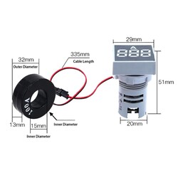 50-500Vac 0-100A Led Dijital Voltampermetre - Mavi - Thumbnail