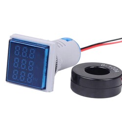 50-500Vac 0-100A Led Dijital Voltampermetre - Mavi - Thumbnail