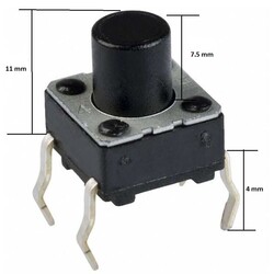 6x6 11mm Tach Buton (4 Bacak) - Thumbnail