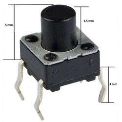 6x6 5mm Tach Buton (4 Leg) - Thumbnail