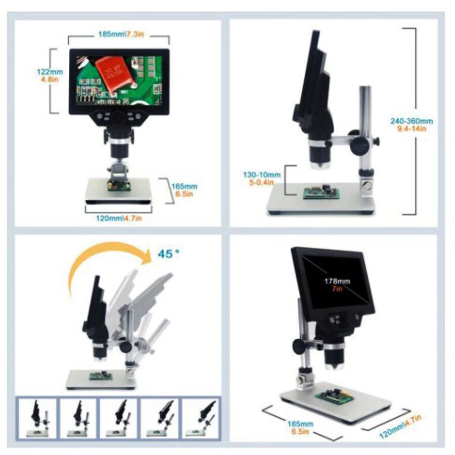7 inch Ekranlı 12MP 1-1200X Usb Dijital Mikroskop