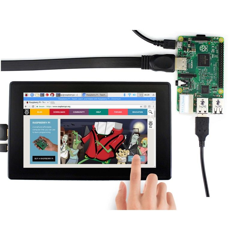 7 Inch HDMI IPS LCD Display (H) - Covered - Raspberry Pi Compatible - 1024x600