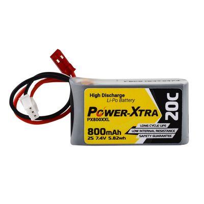 Power-Xtra - 7.4V 2S1P 800 mAh (20C) Li-Polymer Pil - Soketli