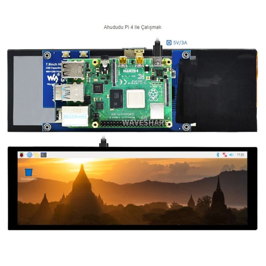 7.9 inch Capacitive Touch Screen LCD 400 × 1280 HDMI IPS (Toughened Glass Cover) - 5
