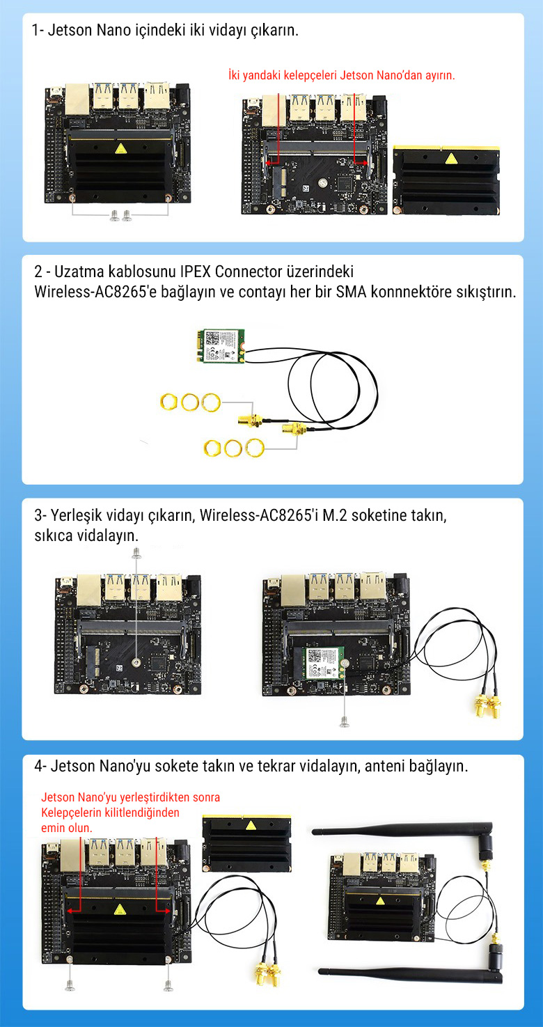 AC8265 Wireless NIC 2.4G/5G WiFi Bluetooth 4.2 Dual Mode Wireless NIC Module for Jeston Nano